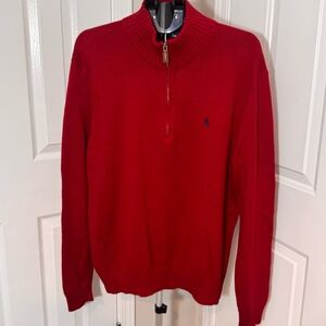 Polo Ralph Lauren Red Quarter Zip Sweater Men’s XL Cotton Classic Preppy